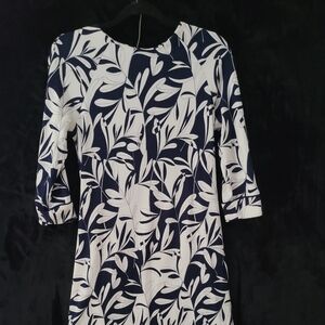 Navy white print dress
